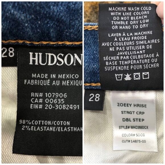 HUDSON - NWT L Sz 28 - Zoeey Straight-Leg Double Step Cropped Jean -Social Grace - Picture 14 of 16